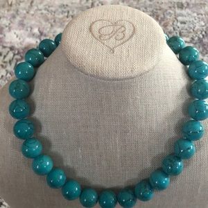 Blue Turquoise  Round Bead Necklace